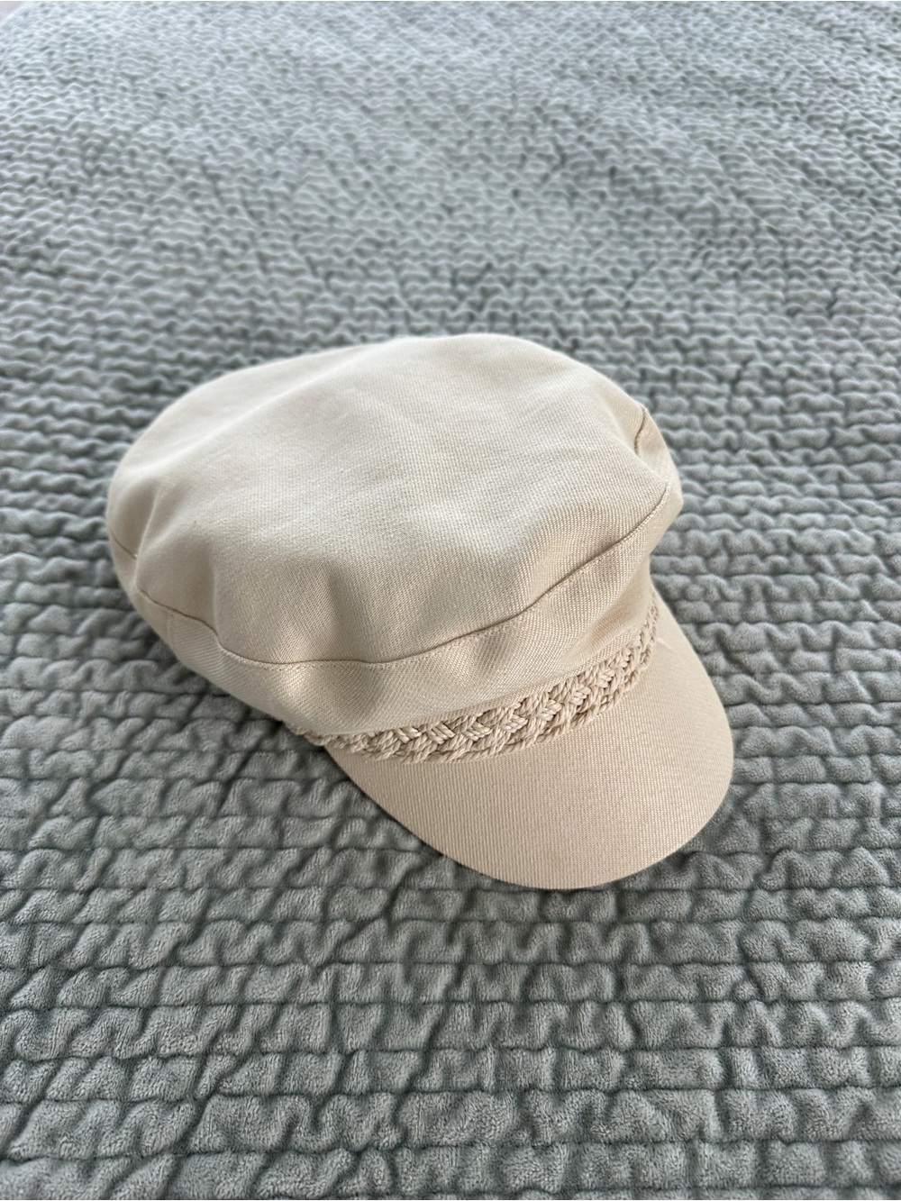 H&M Beige Braided-Trim Baker Boy Cap
